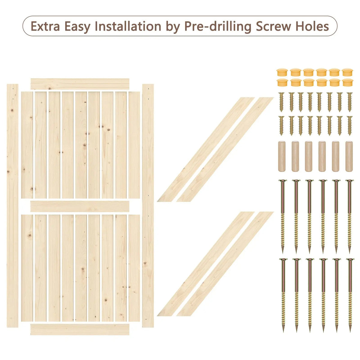 Solid Pine Barn Doors with Track Kit by HAUSVITA