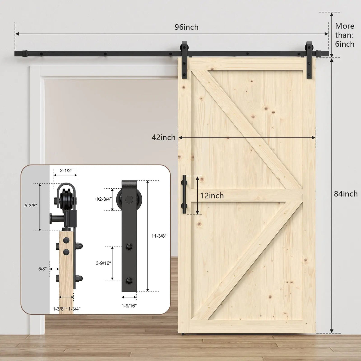 Solid Pine Barn Doors with Track Kit by HAUSVITA