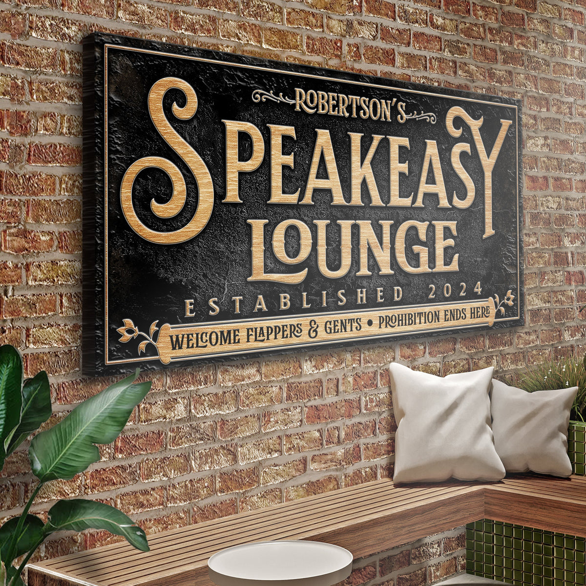 Speakeasy Personalized Bar Sign II by Tailored Canvases