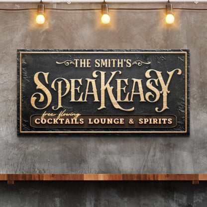 Speakeasy Personalized Bar Sign by Tailored Canvases