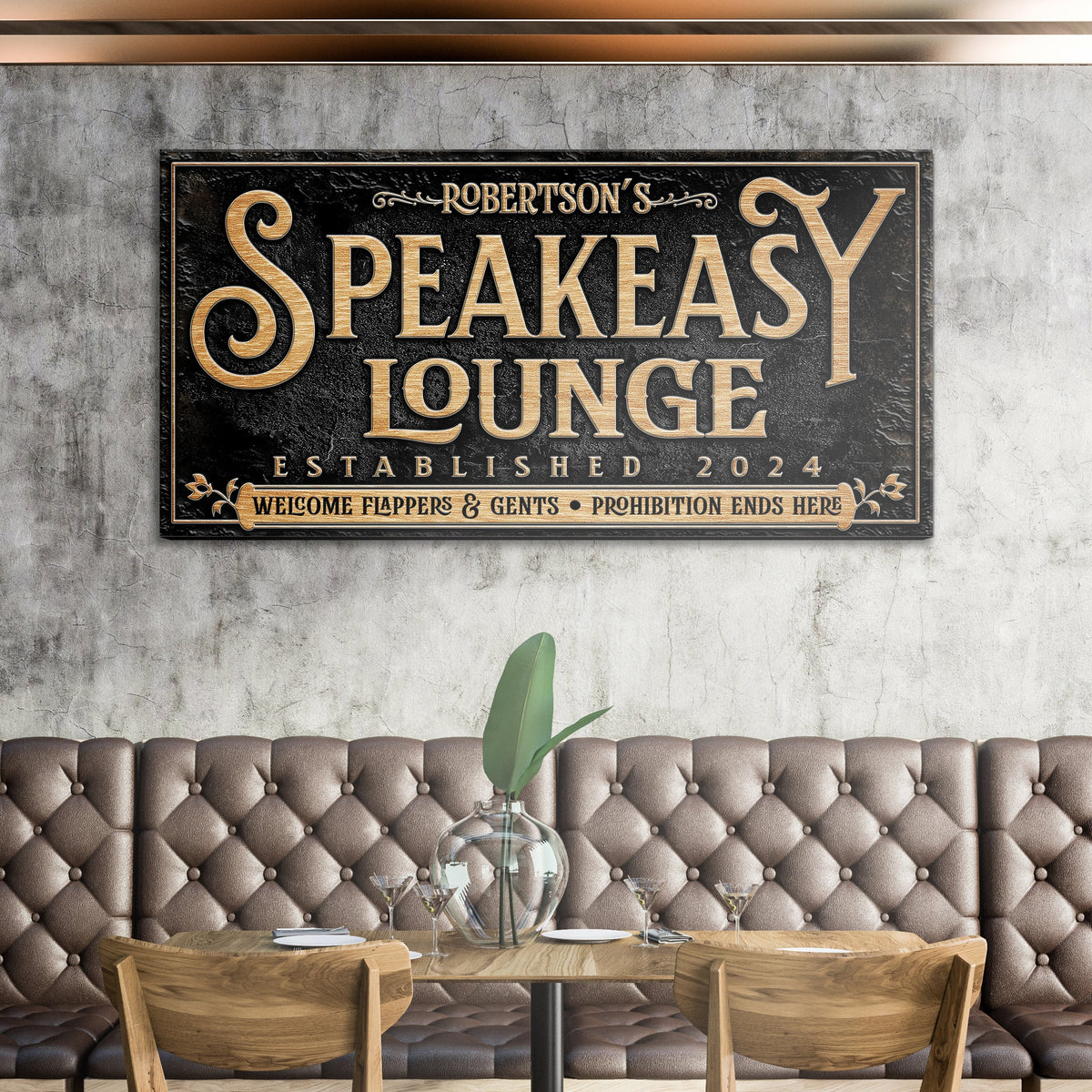 Speakeasy Personalized Bar Sign II by Tailored Canvases