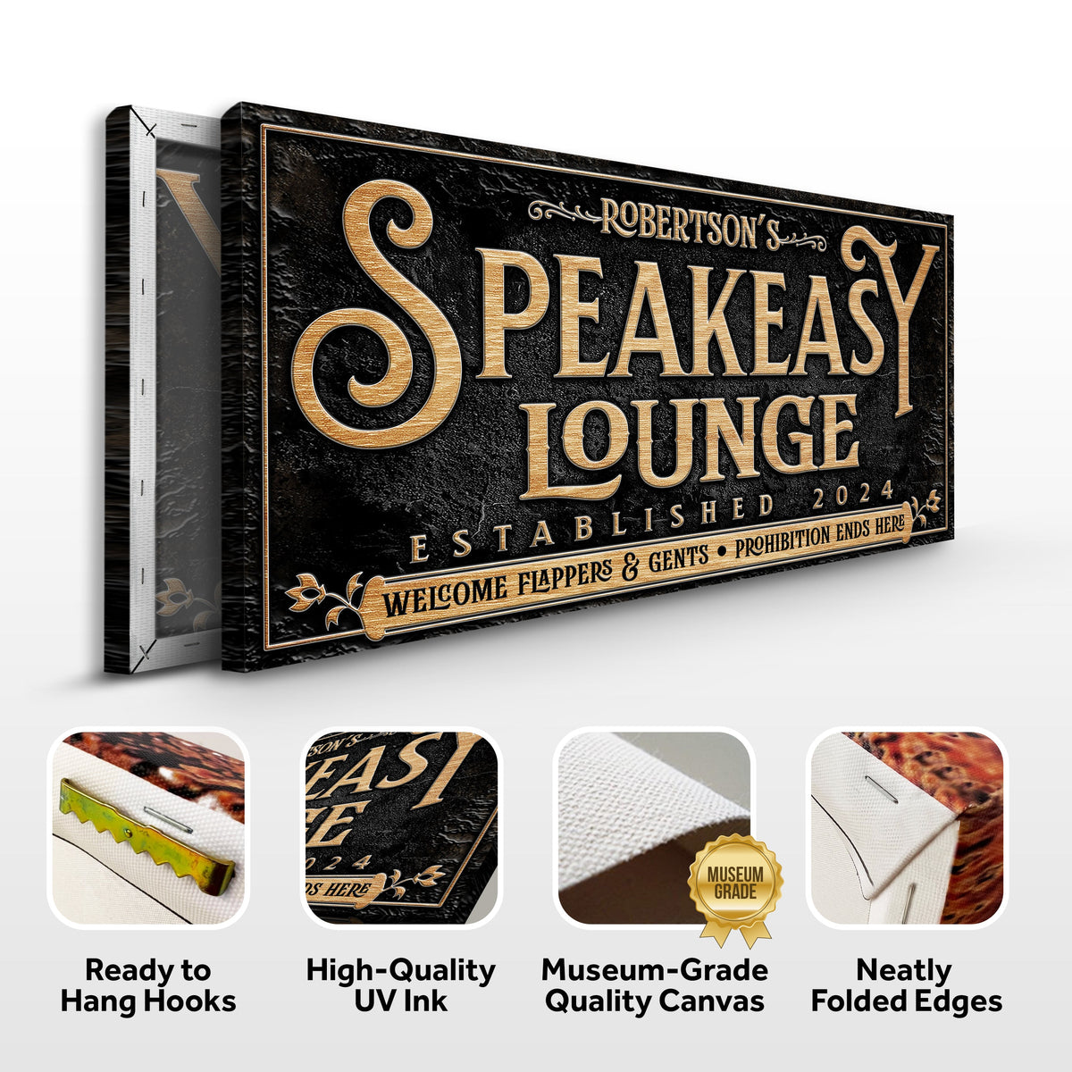 Speakeasy Personalized Bar Sign II by Tailored Canvases