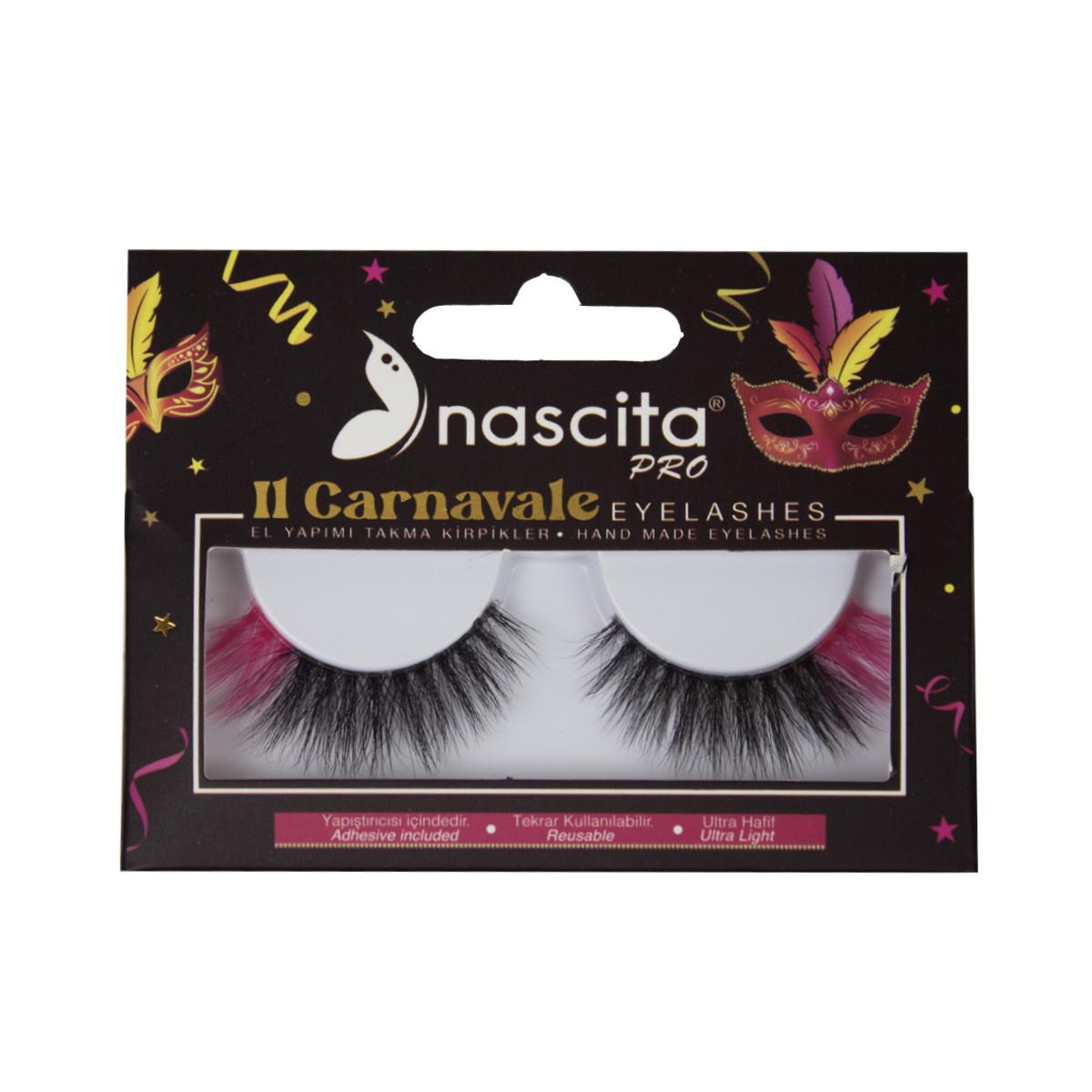 Nascita Carnavale Colorful False Eyelashes - Handmade, Dual-Colored, Special Occasion Makeup by Beauty Care Bag