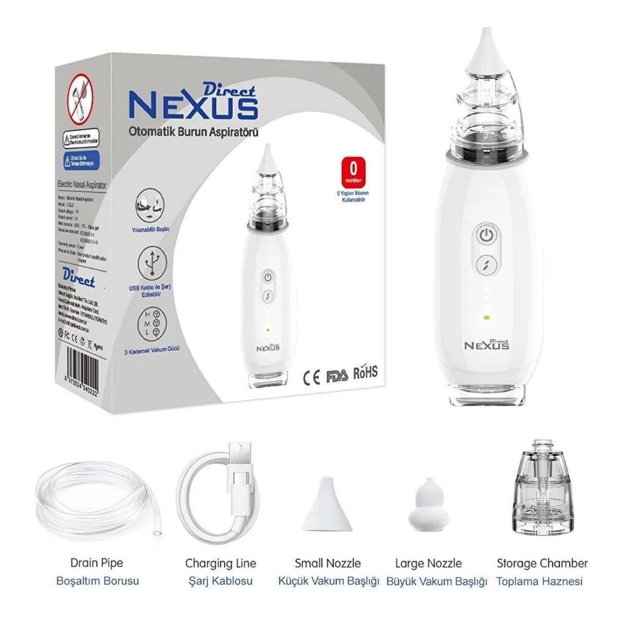 Direct Nexus Automatic Nasal Aspirator for Infants - Safe, Efficient, and Easy to Use Nasal Congestion Relief by Beauty Care Bag