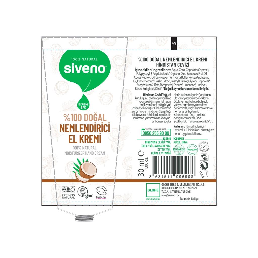 Siveno Natural Coconut Moisturizing Hand Cream for Dry Skin 30 ml by Beauty Care Bag