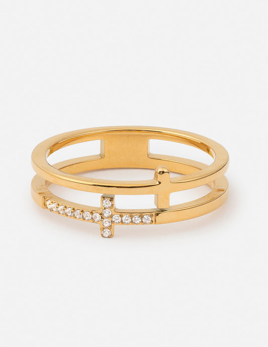 Stacked Cross Gem Ring by Elevated Faith