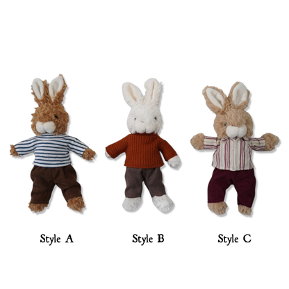 Plush Bunny Toy in Outfit by Rust & Cinder