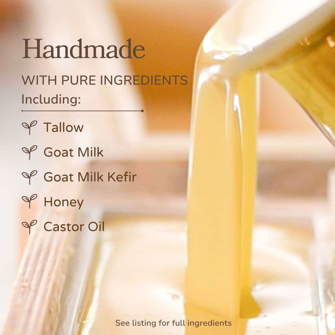 Pure Tallow + Honey Fragrance Free Handmade Tallow and Goat Milk Soap Bar by Pretty farm girl