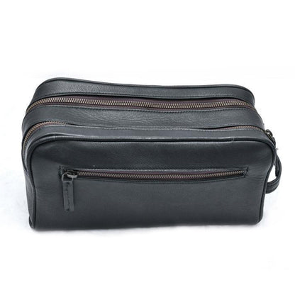 The Twin Section Toiletry- Black by Classy Leather Bags