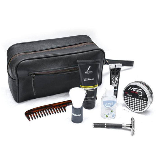 The Single Section Toiletry- Black by Classy Leather Bags
