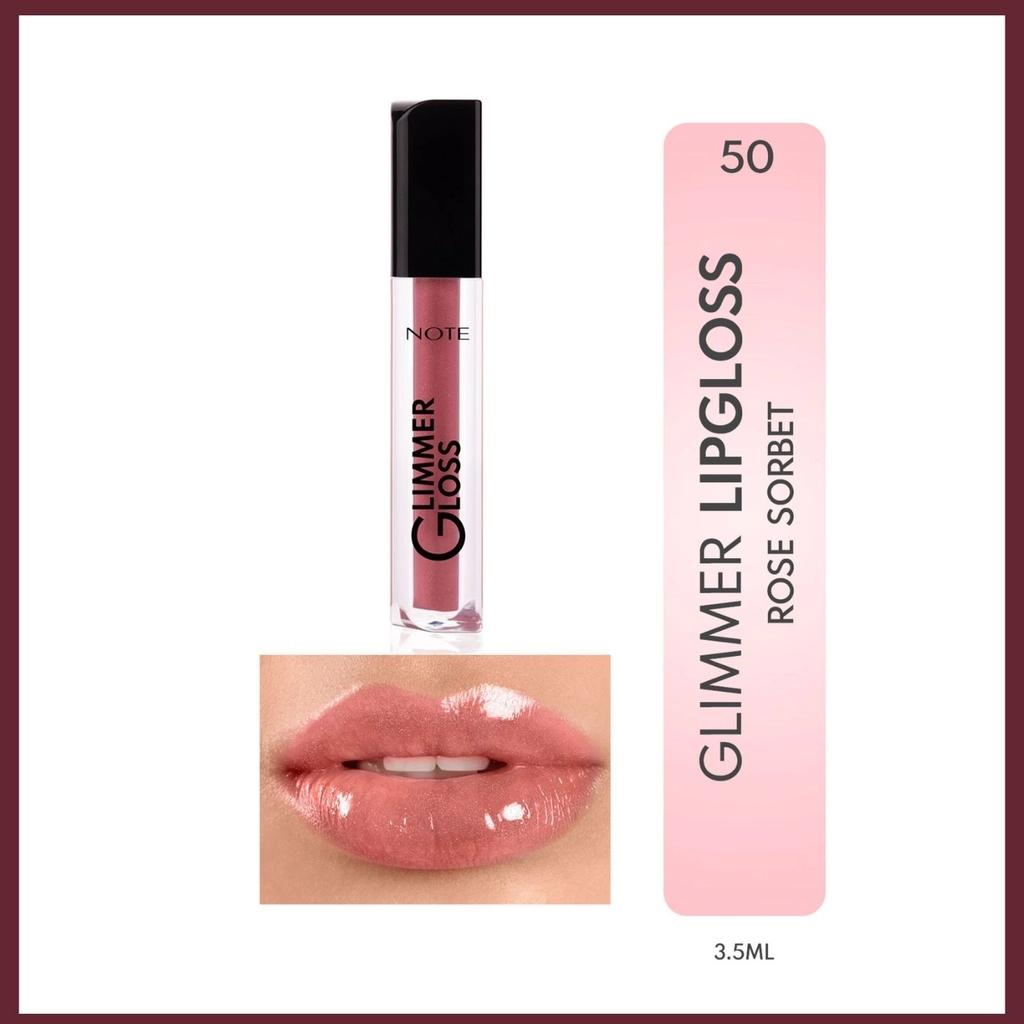 Note Glimmer Gloss Hydrating Lip Shine 50 Rose Sorbet by Beauty Care Bag