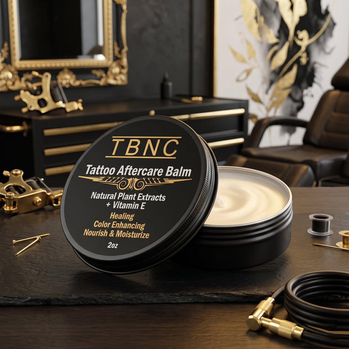 Tattoo aftercare balm with natural ingredients