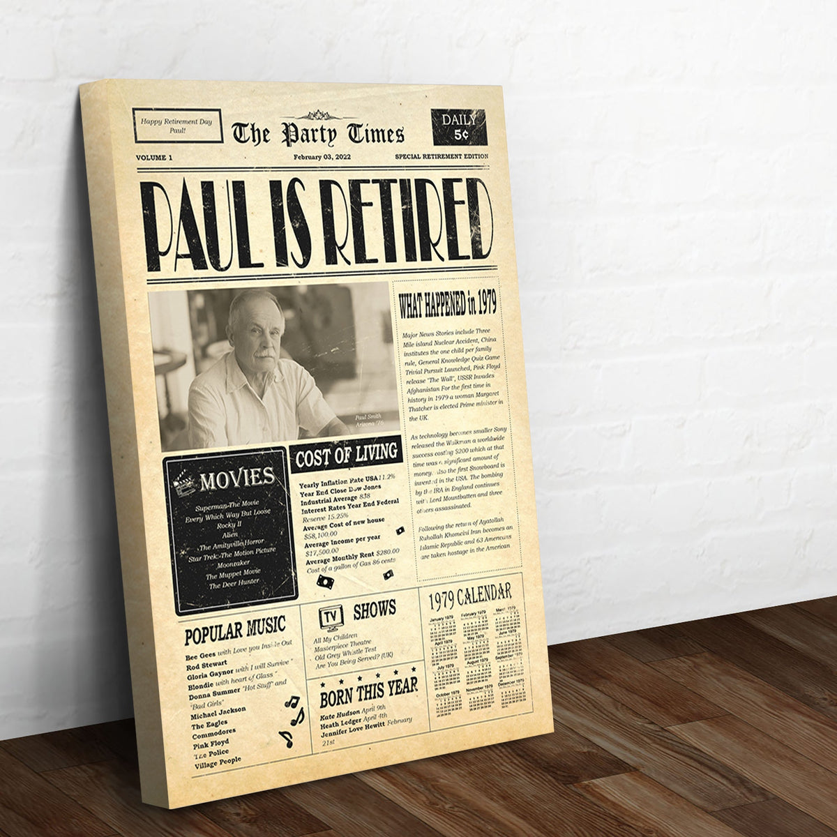 Newspaper Retirement Gift Sign by Tailored Canvases