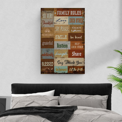 Family Rules Sign by Tailored Canvases