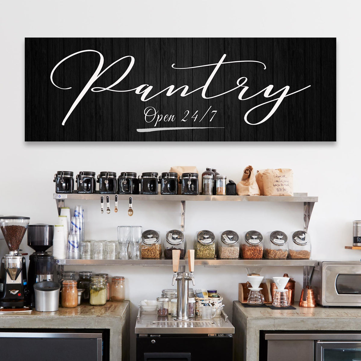 Pantry Open 24/7 Sign by Tailored Canvases