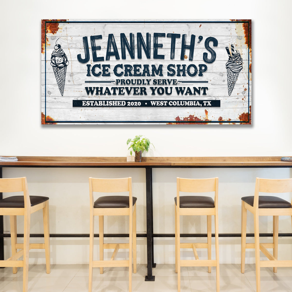 Ice Cream Shop Sign by Tailored Canvases