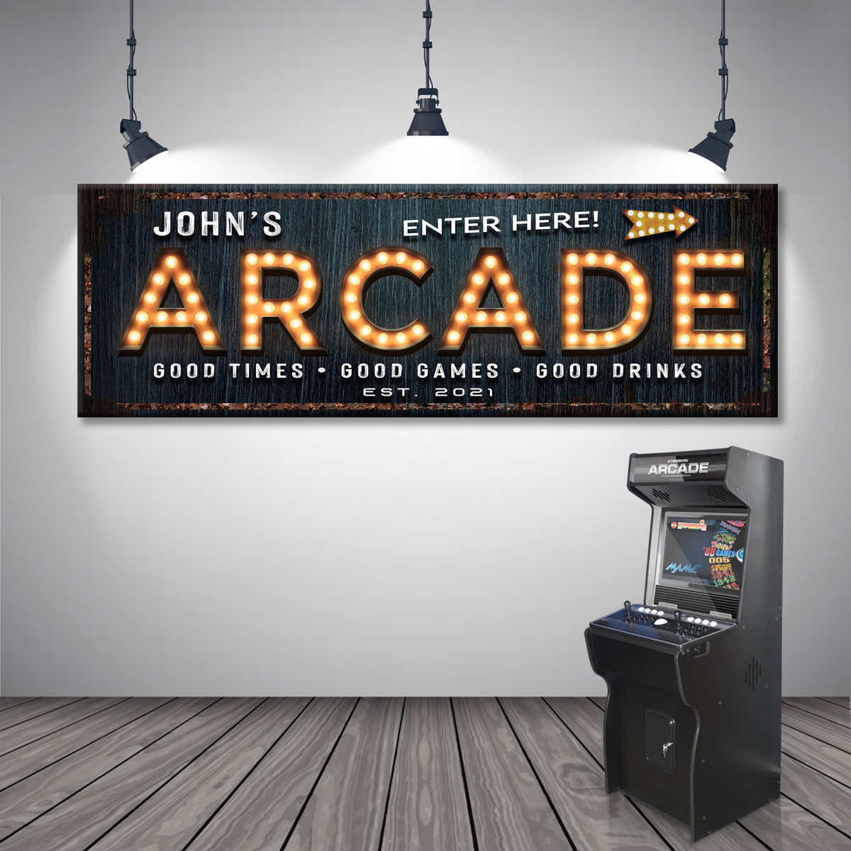 Arcade Enter Here Sign by Tailored Canvases