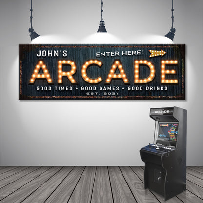 Arcade Enter Here Sign by Tailored Canvases