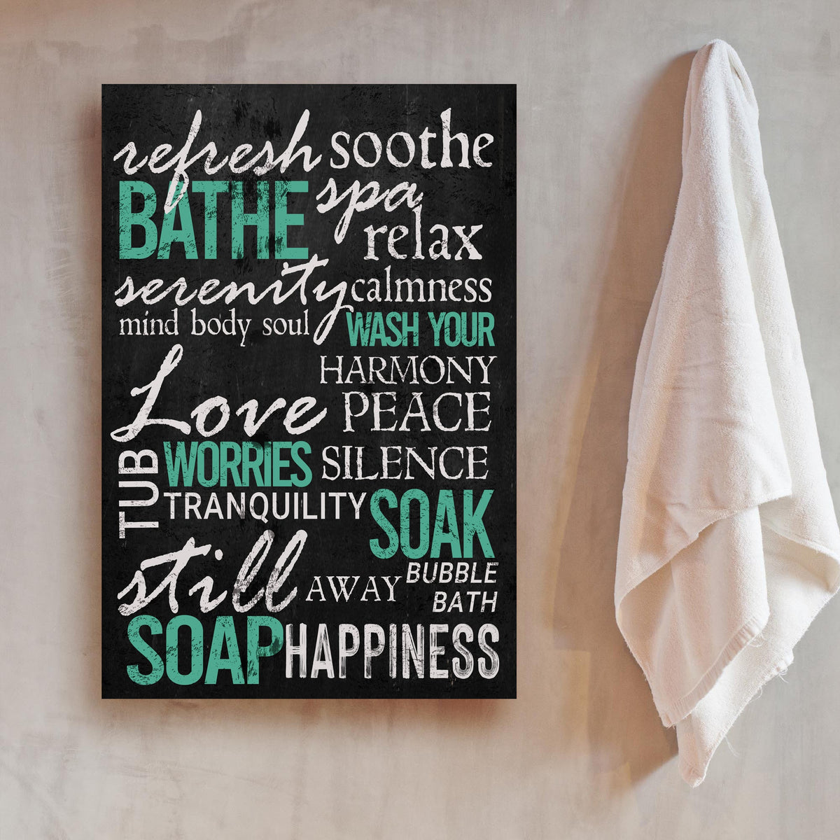 Refresh Soothe Bathe Bathroom Sign by Tailored Canvases