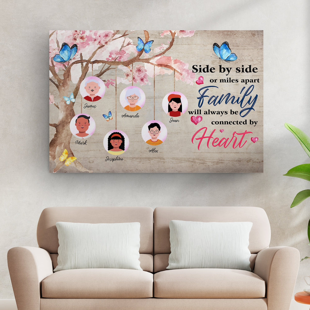 Family Will Always Be Connected By Heart Sign II by Tailored Canvases