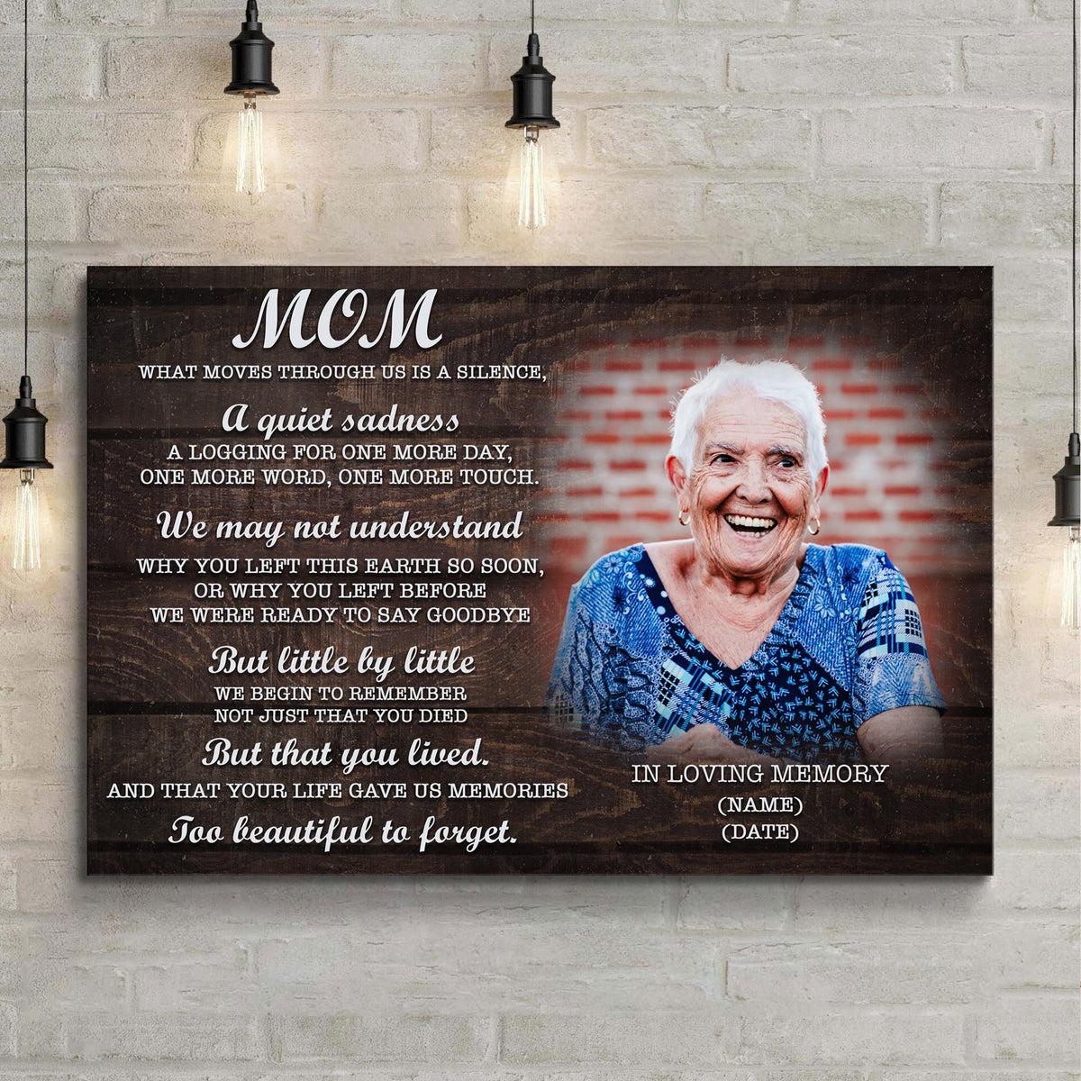 Mom, You're Too Beautiful To Forget Happy Mother's Day Sign by Tailored Canvases