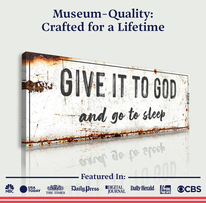 Give It to God and Go to Sleep – Rustic Christian Wall Art for Peaceful Nights by Tailored Canvases