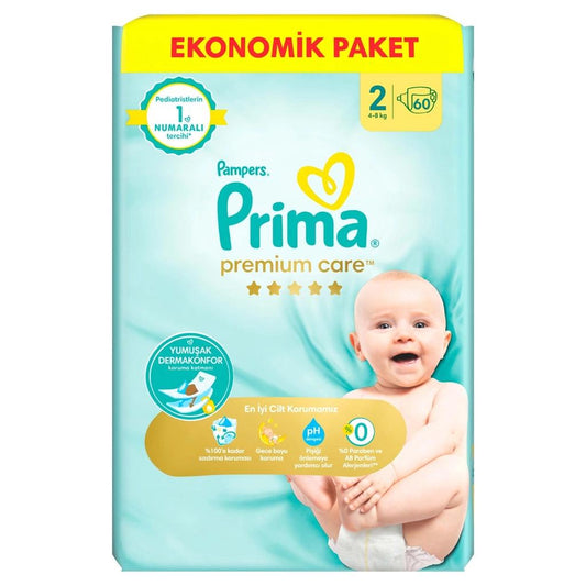 Pampers Premium Care Size 2 Diapers for Sensitive Skin 60 Count by Beauty Care Bag