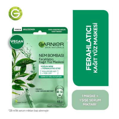 Garnier hydrating sheet mask with hyaluronic acid and green tea for oily skin