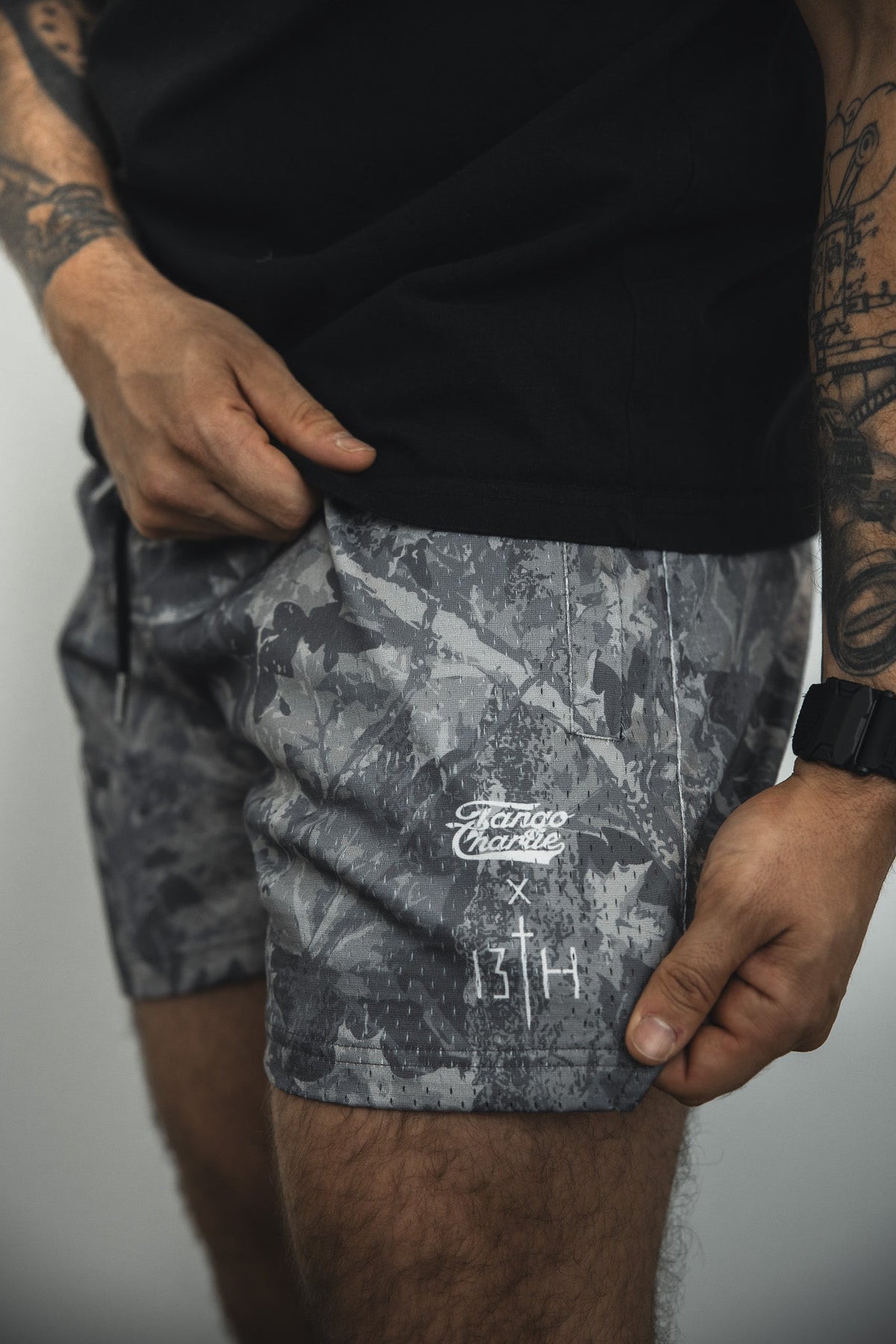 Men's Mesh Lifestyle Shorts | 5.5"- Lift Heavy Pray Hard Deadwood by Tango Charlie Apparel