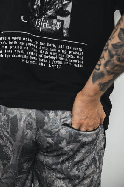 Men's Mesh Lifestyle Shorts | 5.5"- Lift Heavy Pray Hard Deadwood by Tango Charlie Apparel