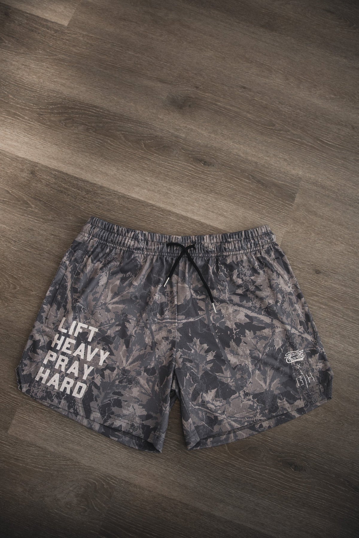Men's Mesh Lifestyle Shorts | 5.5"- Lift Heavy Pray Hard Deadwood by Tango Charlie Apparel