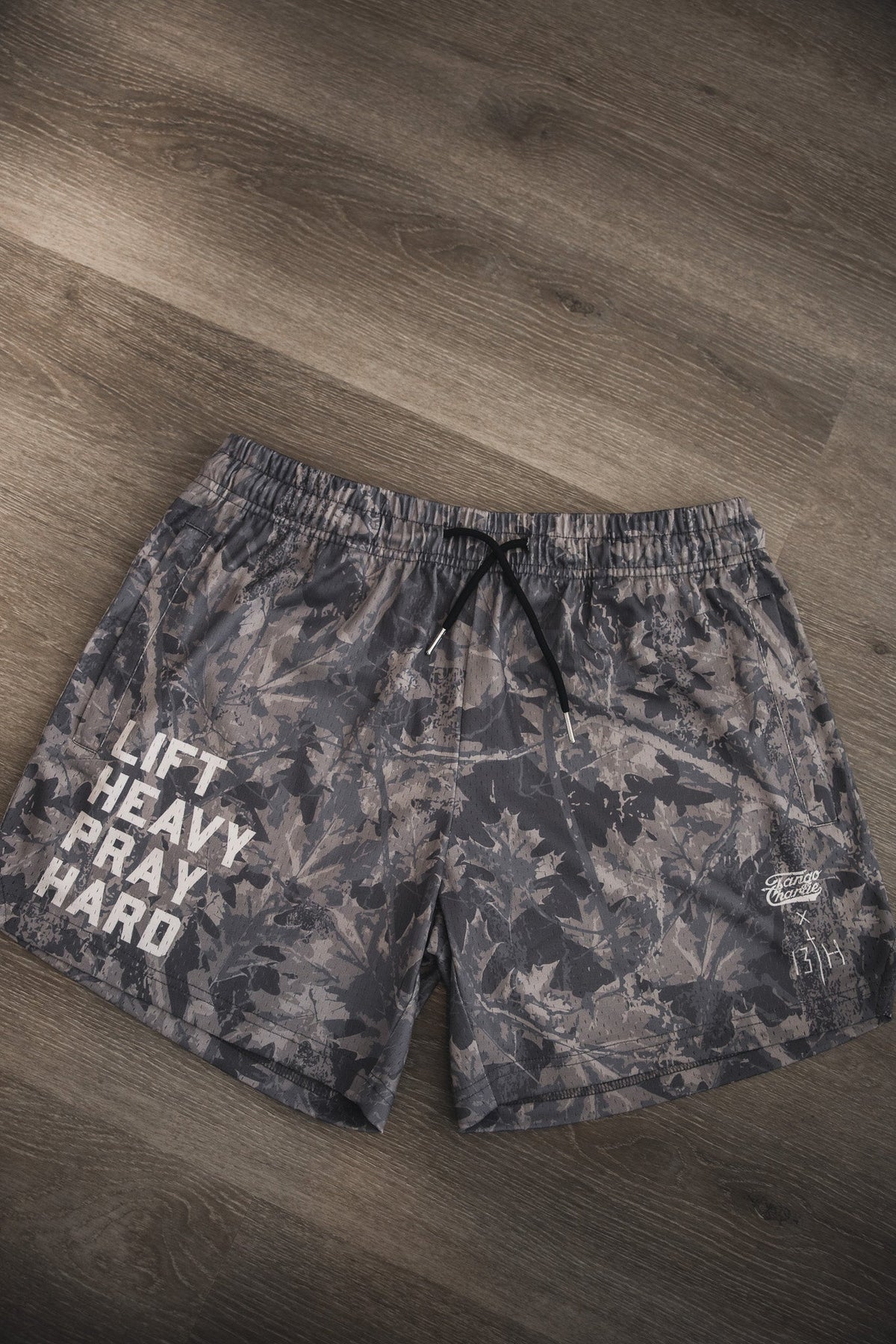 Men's Mesh Lifestyle Shorts | 5.5"- Lift Heavy Pray Hard Deadwood by Tango Charlie Apparel