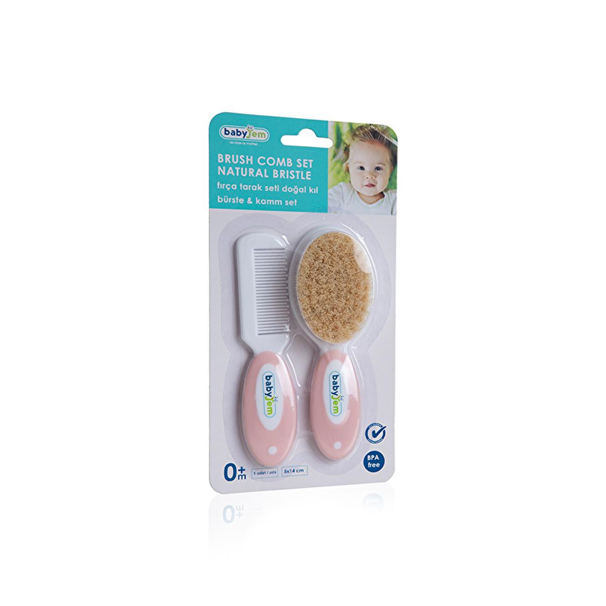 Babyjem Natural Bristle Baby Hair Brush and Comb Set - Gentle Detangling for Infants by Beauty Care Bag