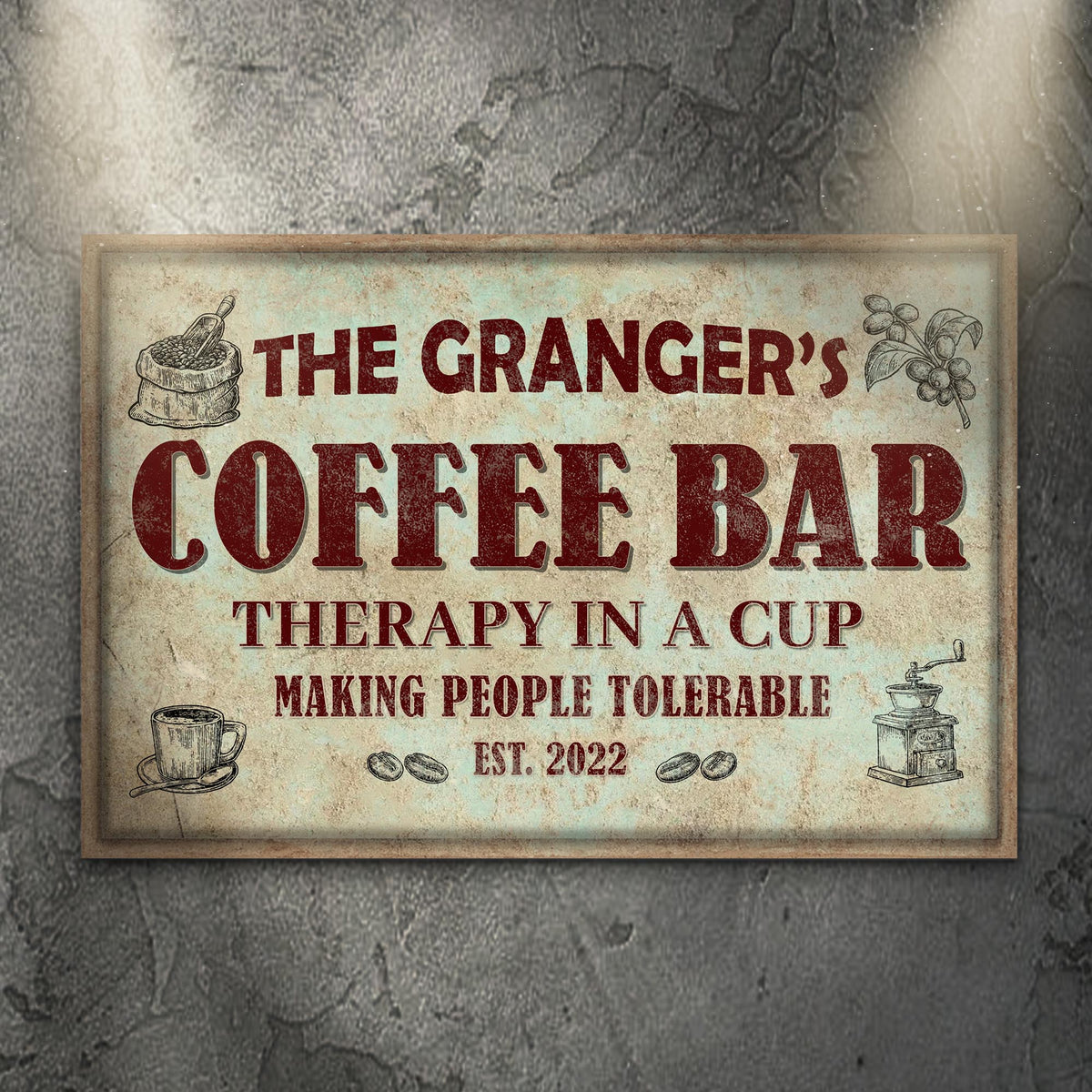Coffee Bar Therapy In A Cup Sign by Tailored Canvases