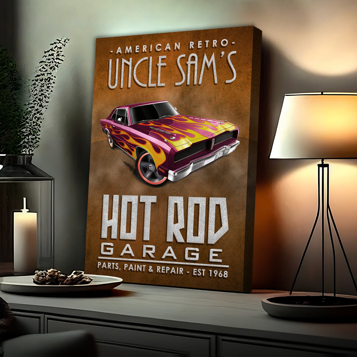 American Retro Garage Hot Rod Sign by Tailored Canvases
