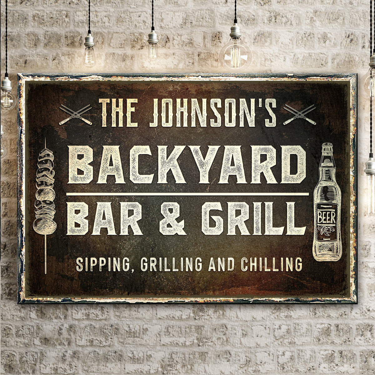 Backyard Bar And Grill Sign by Tailored Canvases
