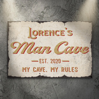 My Cave My Rules Man Cave Sign by Tailored Canvases