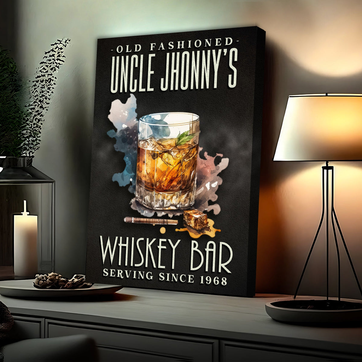 Old Fashioned Whiskey Bar Sign by Tailored Canvases