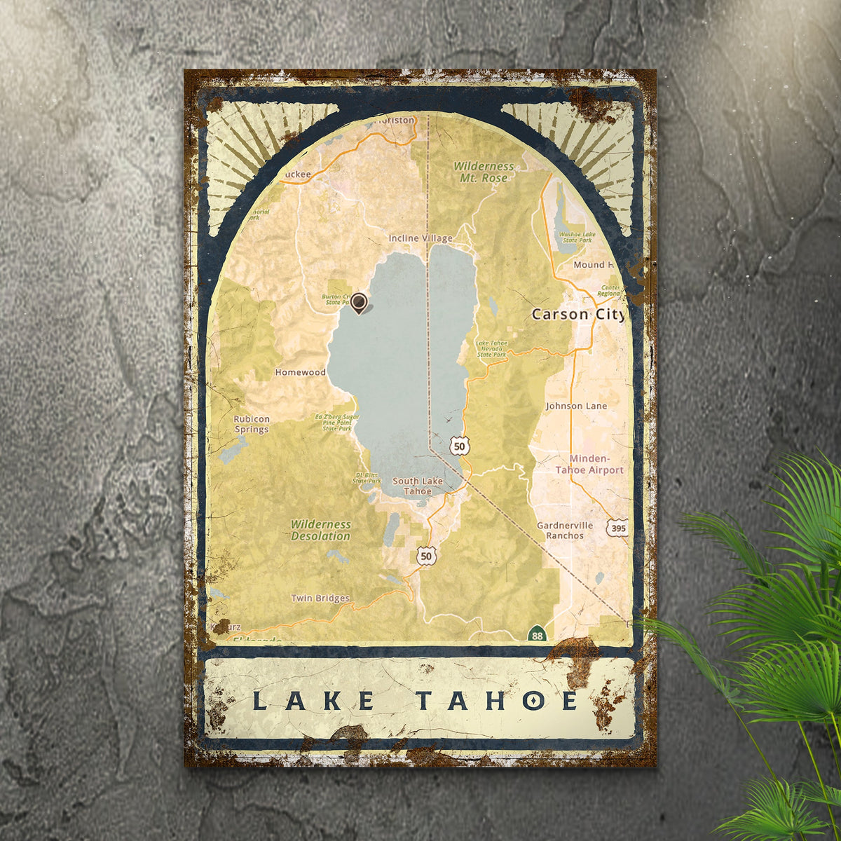 Lake Map Portrait Sign by Tailored Canvases