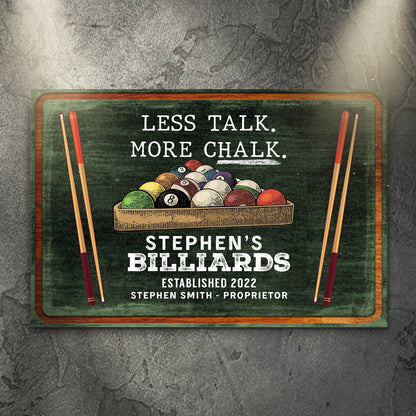 Less Talk More Chalk Billiards Sign II by Tailored Canvases
