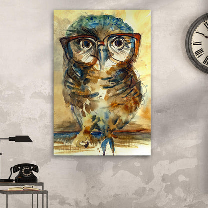 The Wise Owl Watercolor Portrait Canvas Wall Art by Tailored Canvases