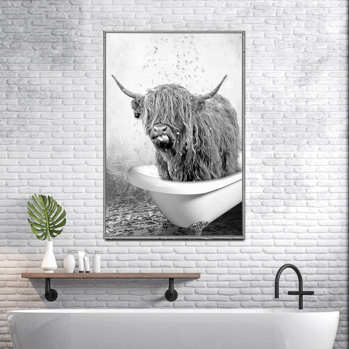 Highland Cattle Bath Canvas Wall Art by Tailored Canvases