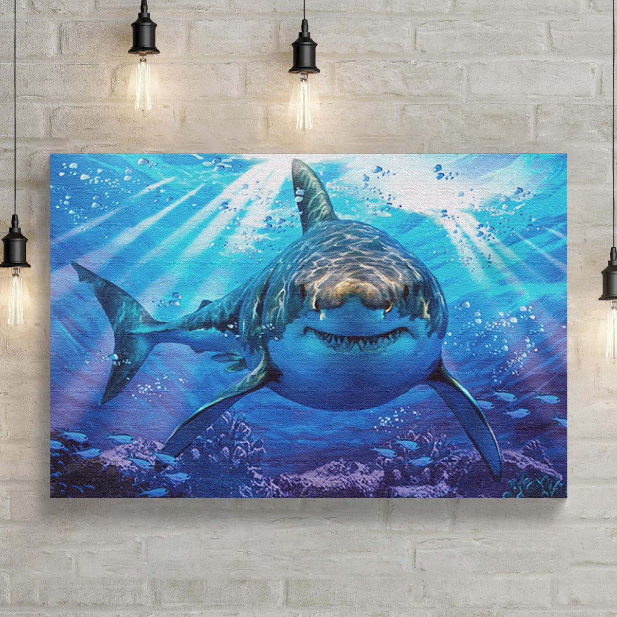 Underwater White Shark Canvas Wall Art by Tailored Canvases
