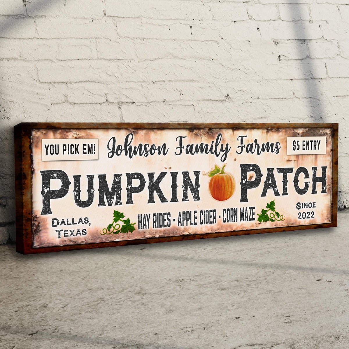 Family Farms Pumpkin Patch Sign by Tailored Canvases