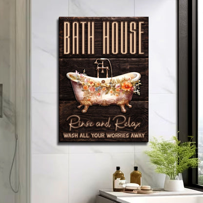 Rinse And Relax Bath House Sign by Tailored Canvases