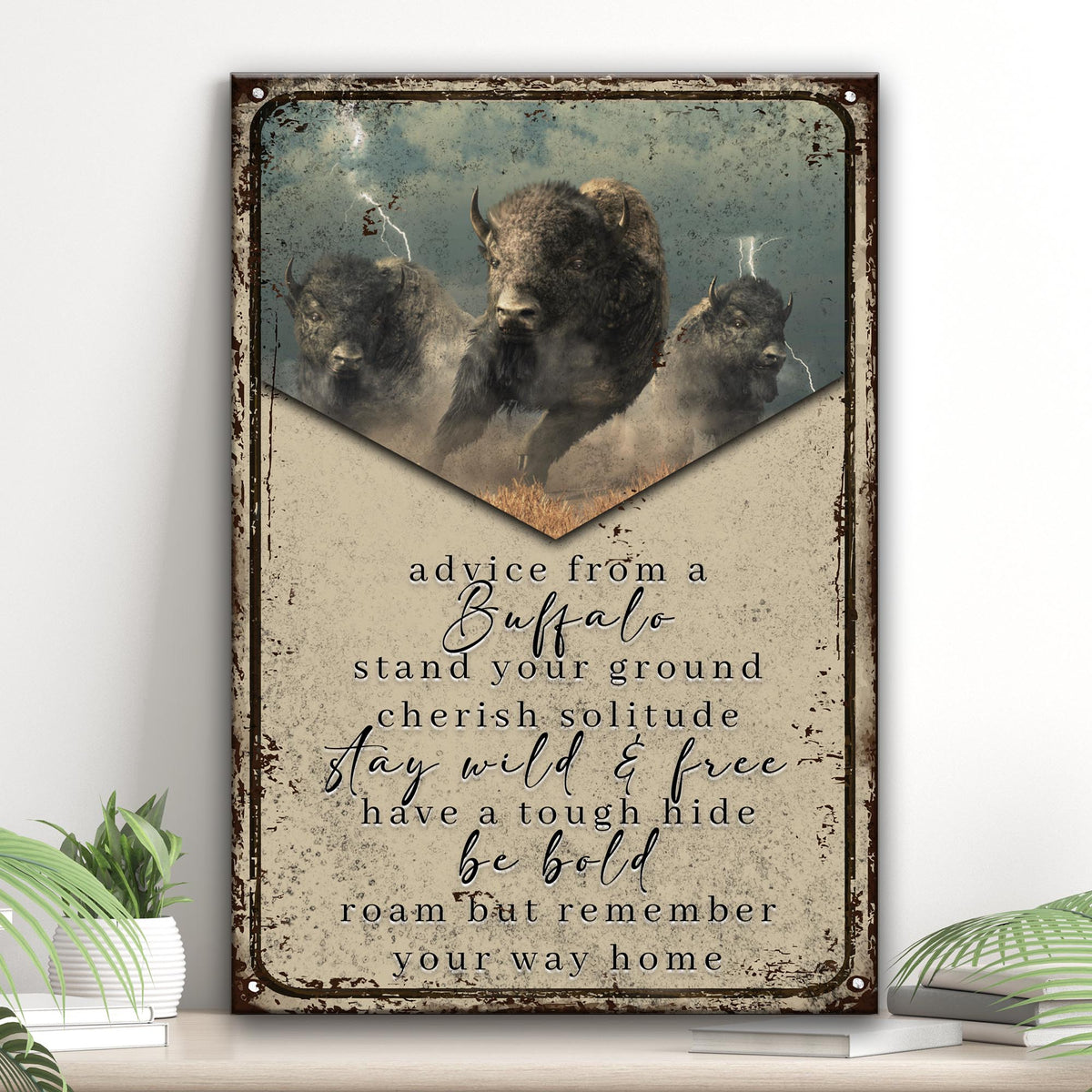 Advice From A Buffalo Sign by Tailored Canvases