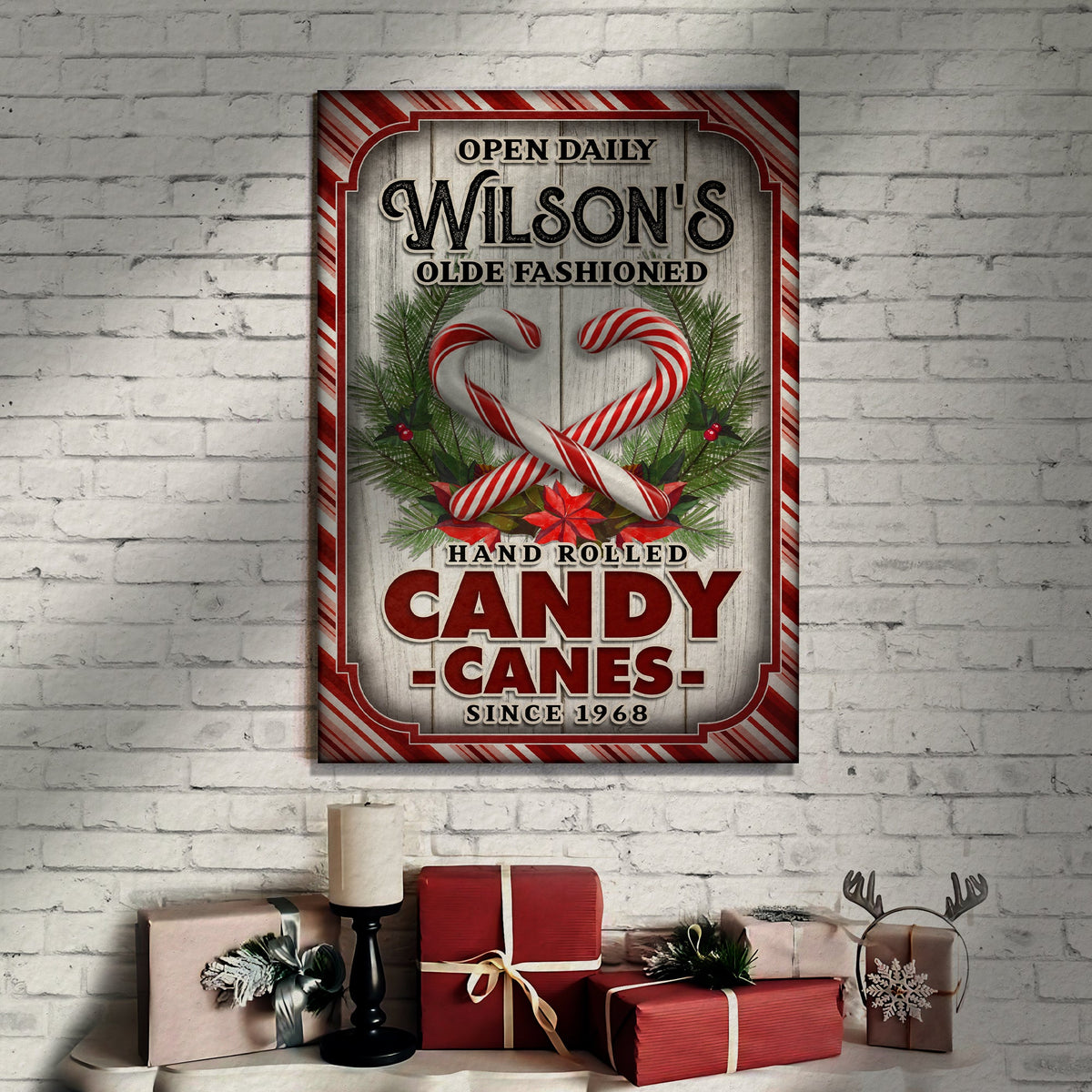 Olde Fashioned Hand Rolled Candy Canes Sign by Tailored Canvases