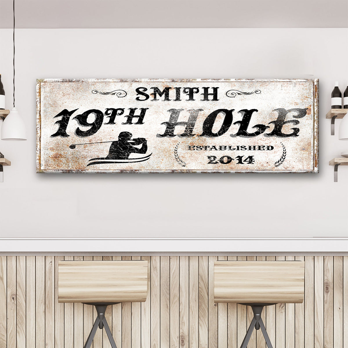 19th Hole rustic vintage canvas sign by Tailored Canvases, view 2