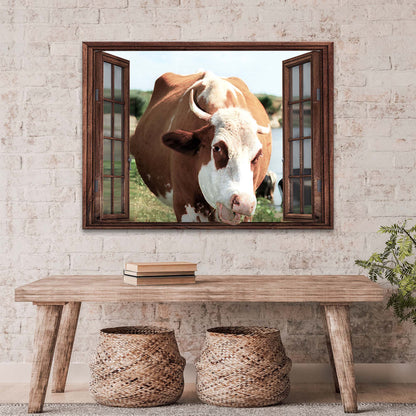 Cattle On Window Canvas Wall Art by Tailored Canvases