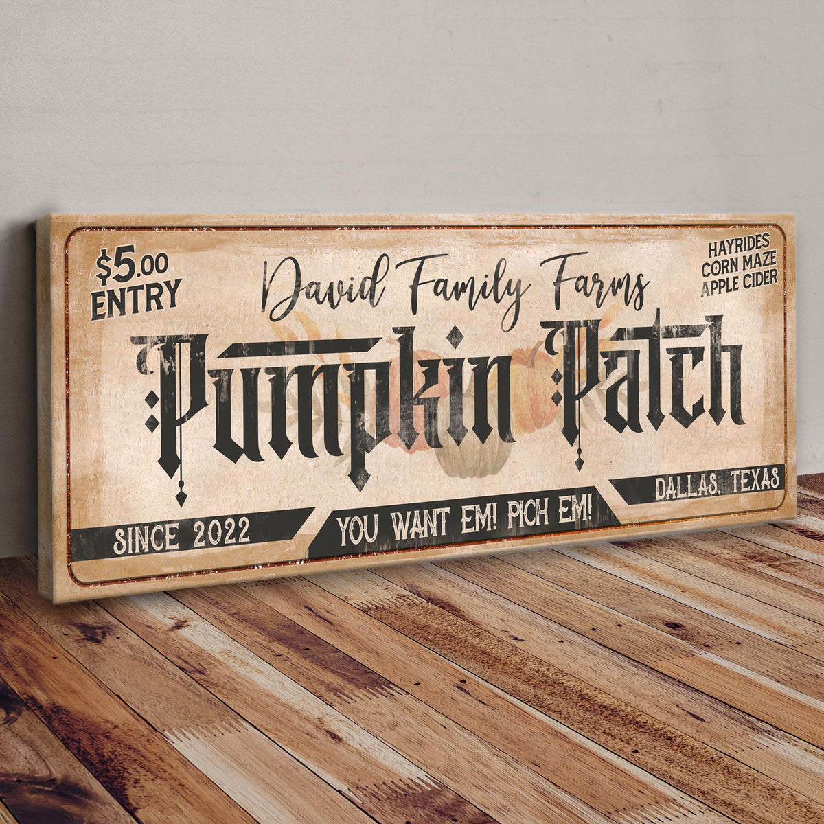 Family Farms Pumpkin Patch Sign II by Tailored Canvases